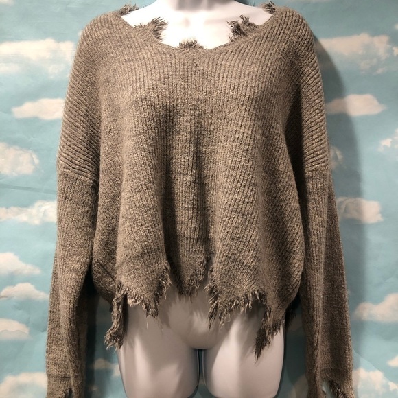 Gray V-Neck Sweater - Dance & Marvel - Picture 1 of 7